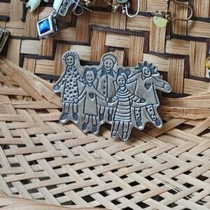Vintage EFS MEXICO 925 Sterling Silver *SAVE the CHILDREN w/hearts brooch* 9g